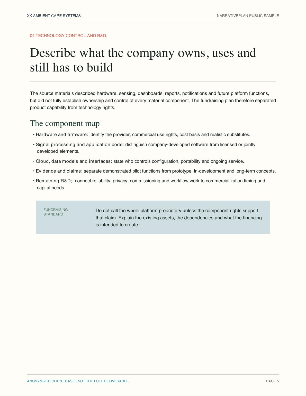 Technology control and R&D in the anonymized plan